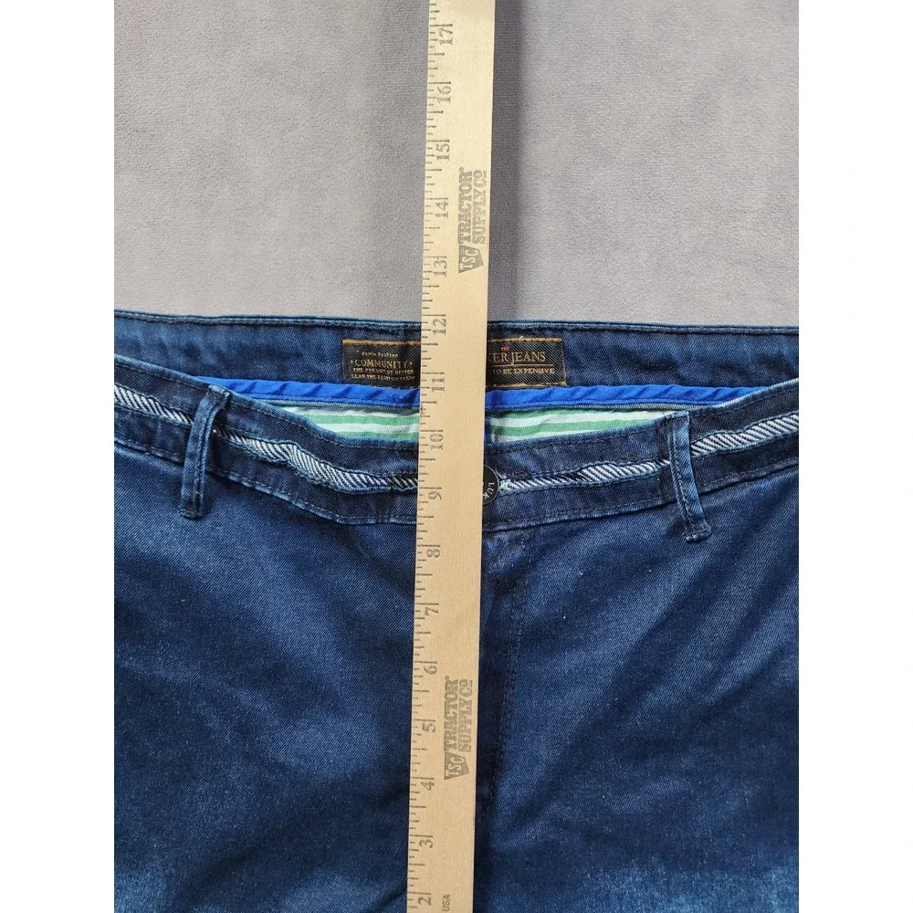 Luker Jeans Bold Stitching Men Straight Leg Faded Denim Blue Size 42